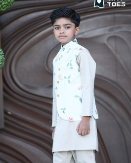 Daisy Waist Coat With White Kurta Pajama